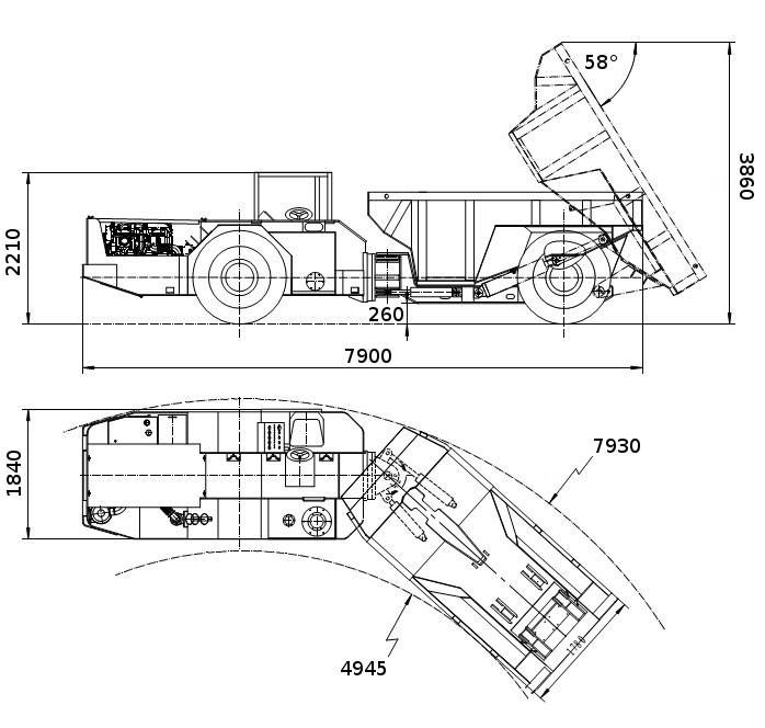 RT-10 Low Profile Dump Truck Diagram 1